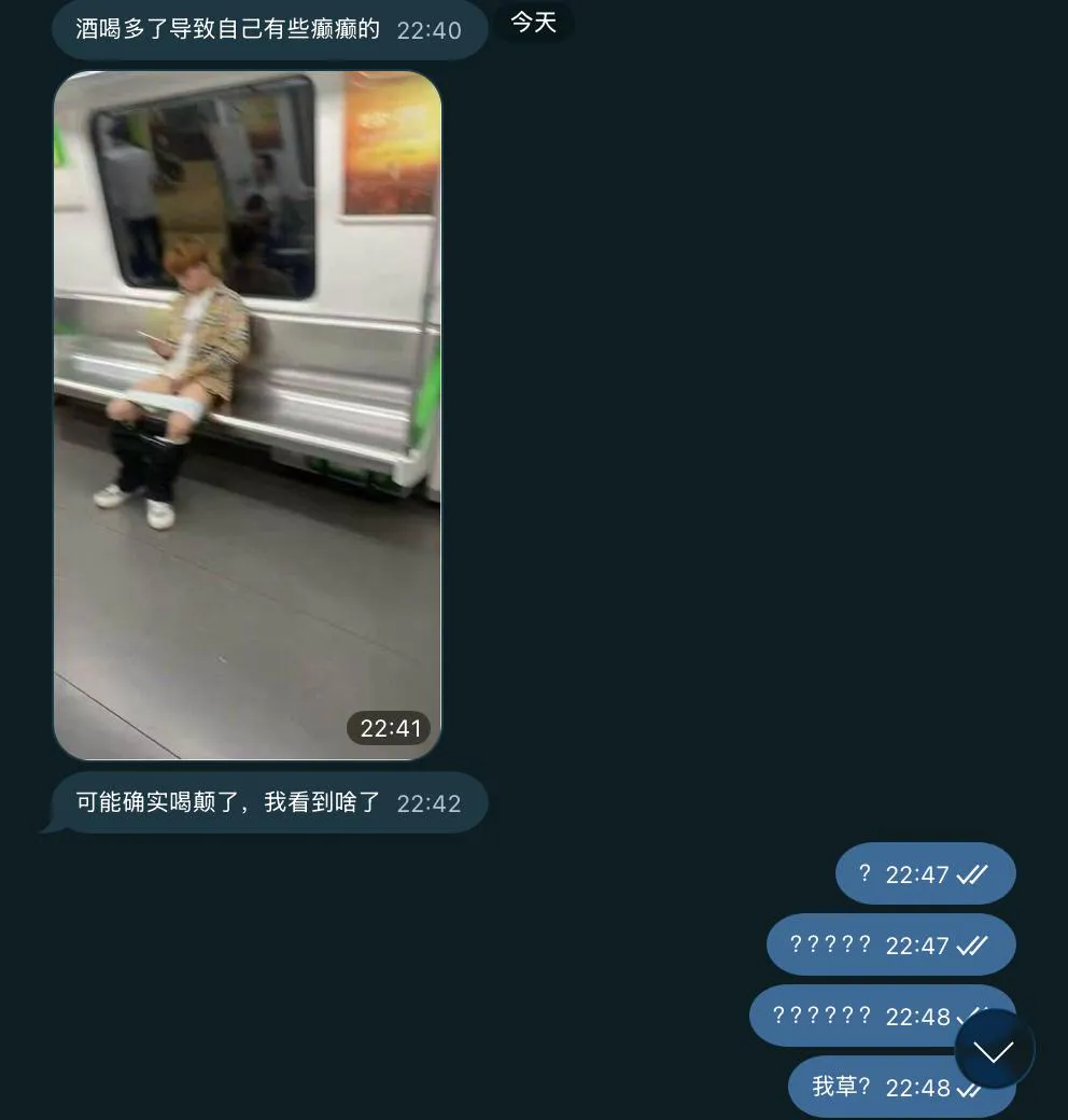 酒喝多了导致自己有些癫癫的...卧槽！...